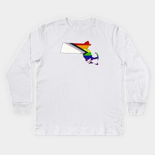 Progress pride flag - Massachusetts Kids Long Sleeve T-Shirt